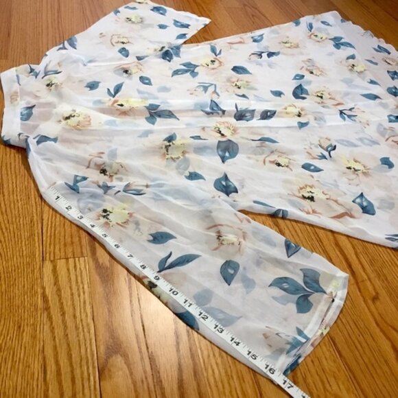 Boho Yellow/Creme Green Floral White Duster Kimono - Picture 13 of 13